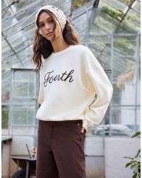4th & Reckless - Sweat oversize à logo brodé - crème - Lyst
