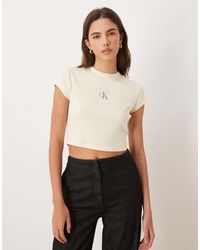 Calvin Klein - Monologo Cropped T-shirt - Lyst