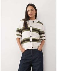 Brave Soul - Crew Neck Stripe Cardigan - Lyst