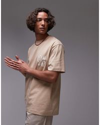 TOPMAN - Premium Oversized Fit T-shirt With Front And Back Abstract Shapes Textured Print - Lyst