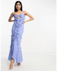 ASOS - Halter Ruffle Maxi Dress With Cut-out Detail - Lyst