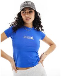 Cotton On - Camiseta azul entallada con diseño encogido y estampado náutico - Lyst