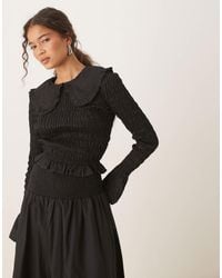 Glamorous - Shirred Long Sleeve Top - Lyst