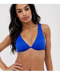 South Beach Mix En Match - Exclusieve Geribbelde Bikinitop Met Enkele Beugel - Blauw