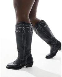 ASOS - Curve Celeste Flat Western Knee Boots - Lyst