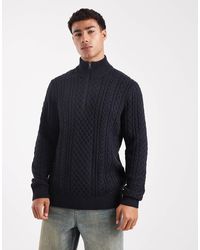 Jack & Jones - Pull à col zippé en maille torsadée - Lyst