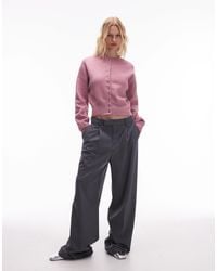 TOPSHOP - Knit Compact Fitted Waist Cardigan - Lyst
