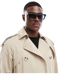 ASOS - Occhiali Da Sole Squadrati Con Montatura Nera E Lenti Blu - Lyst