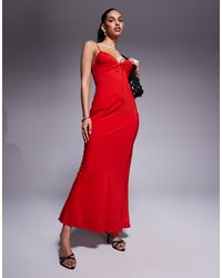 Princess Polly - Satin Lace Trim Tie Front Maxi Dress - Lyst