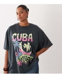 ASOS - Asos Design Curve Oversized T-shirt With Sketchy Cuba Graphic - Lyst