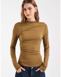 & Other Stories - Asymmetric Ruched Long Sleeve Jersey Top - Lyst