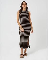 Brave Soul - Textured Jersey Sleeveless Stripe Maxi Dress - Lyst