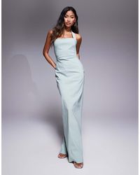 Vesper - Bengaline Halterneck Strap Bodycon Maxi Dress - Lyst