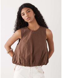 Monki - Linen Blend Bubble Top - Lyst