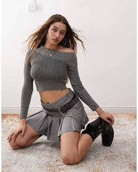 Noisy May - Maglione Slavato A Coste Con Spalla Scoperta - Lyst
