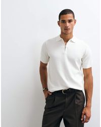ASOS - Essential Knitted Cotton Blend Zip Polo - Lyst