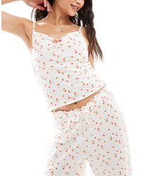 ASOS - Mix & Match Cherry Print Frill Edge Cami Vest Pyjama Top - Lyst