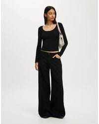 Cotton On - Blake Rib Scoop Henley Long Sleeve - Lyst