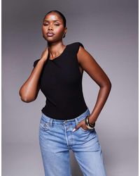 ASOS - Rib Shoulder Pad Bodysuit - Lyst