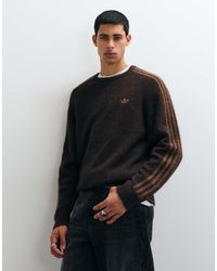adidas Originals - Three Stripe Fluffy Knitted Jumper - Lyst