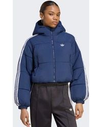 adidas Originals - Adicolor Cropped Hooded Puffer Jacket - Lyst