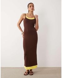 ASOS - Double Layer Maxi Dress Brown And Buttermilk - Lyst