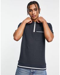ASOS - Waffle Polo With Piping Deatail And Zip - Lyst