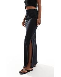 Threadbare - Falda Recta Larga Negra De Mezcla De Lino De - Lyst
