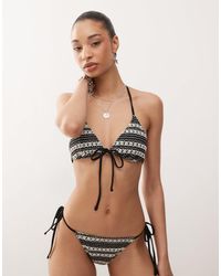 Reclaimed (vintage) - Tie Front Triangle Bikini Top - Lyst