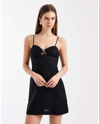 Cotton On - Ruched Bust Linen Mini Dress - Lyst