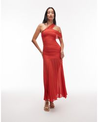 & Other Stories - Mixed Fabric Maxi Dress With Asymmetric Off Shoulder And Sheer Hem - Lyst