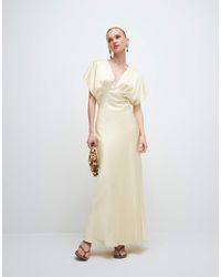 Gina Tricot - Batwing Plunge Satin Maxi Dress - Lyst