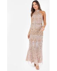 Maya - Embellished Halter Neck Open Back Maxi Dress - Lyst