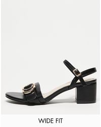 Yours - Wide Fit Buckle Detail Block Heeled Sandals - Lyst