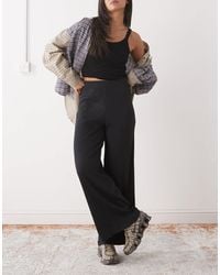 Noisy May - Ribbed Wide Leg Trouser - Lyst