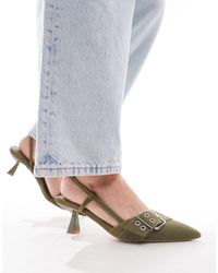 SIMMI - Simmi london - dala - scarpe con tacco a punta con cinturino sul retro e dettaglio con fibbia con occhielli kaki - Lyst