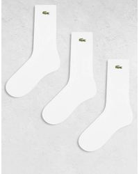 Lacoste - Pack De 3 Pares De Calcetines Tobilleros Blancos Con Logo De - Lyst