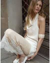 NA-KD - Satin Draped Asymmetric Halterneck Top - Lyst