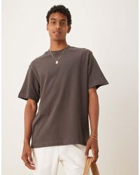 Mango - T-Shirt Regular Fit Color Cioccolato Testurizzata - Lyst