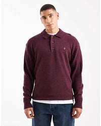 Farah - Matson Lambswool Long Sleeve Polo Shirt - Lyst