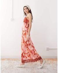Reclaimed Vintage - Maxi Cami Slip Dress With Lace Trims - Lyst