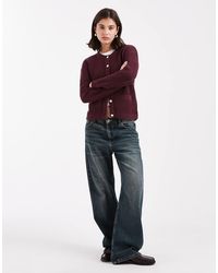 Brave Soul - Fisherman Knit Cardigan With Gold Buttons And Pocket Detail - Lyst