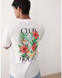 Only & Sons - Oversized T-Shirt Met 'Club House'- En Bloemenprint Op De Achterkant - Lyst