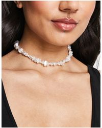 ASOS Choker Necklace With Faux Chipping And Pearl Design - Black
