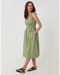Threadbare - Ruched Waist Denim Midi Dress - Lyst
