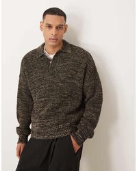 ASOS - Polo De Corte Cuadrado Extragrande Con Tapeta De Botones De Presión De Punto De - Lyst