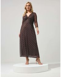 Yours Clothing - Polka Dot Knot Front Dress - Lyst