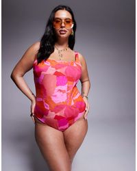 ASOS - Asos Design Curve Exclusive Arina Ultimate Revenge Sculpting Square Neck Swimsuit - Lyst