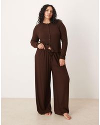 ASOS - Asos Design Curve Lounge Mix & Match Rib Wide Leg Pants - Lyst