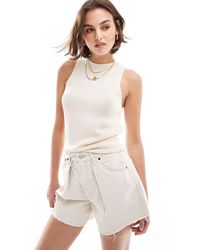 Mango - Sleeveless Cropped Knitted Top - Lyst
